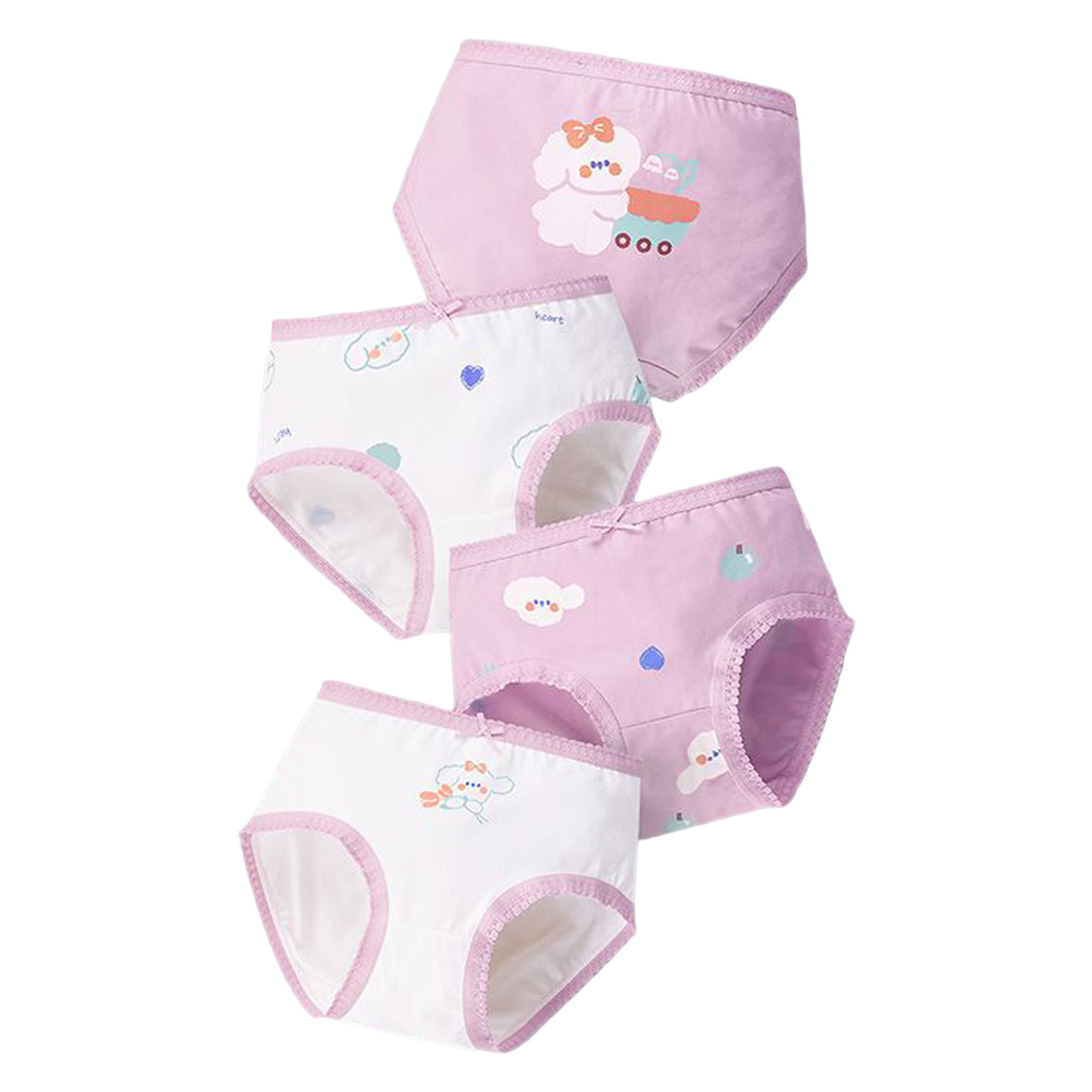 Coerni 4 Pack Little-Kids Girls' Organic Cotton Underwear Multipacks Cute Bear Print Briefs Pšnties Comfort Flex Trunks